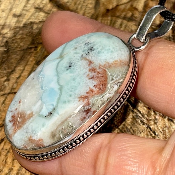 Dominican Republic Caribbean Larimar Pendant 2” - Picture 4 of 16